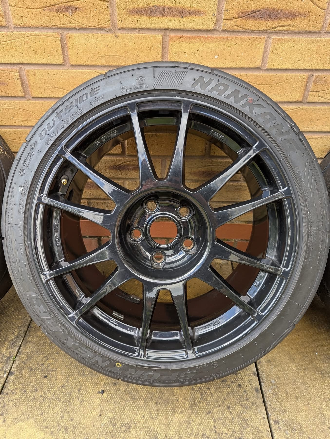 Set of 4 Evo Corse Sanremo 18" Track Wheels (Gloss Black) with Staggered Nankang AR1 Track Tires - Image 3