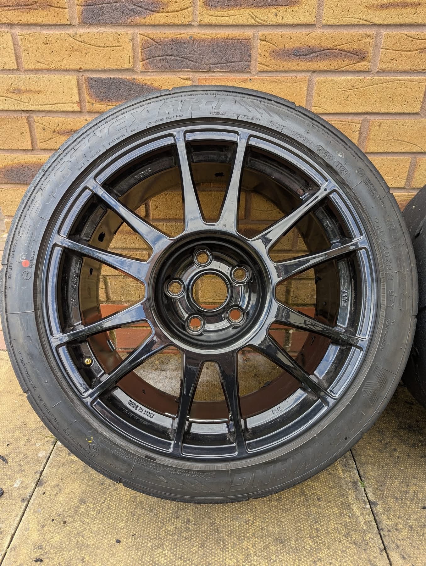 Set of 4 Evo Corse Sanremo 18" Track Wheels (Gloss Black) with Staggered Nankang AR1 Track Tires - Image 2